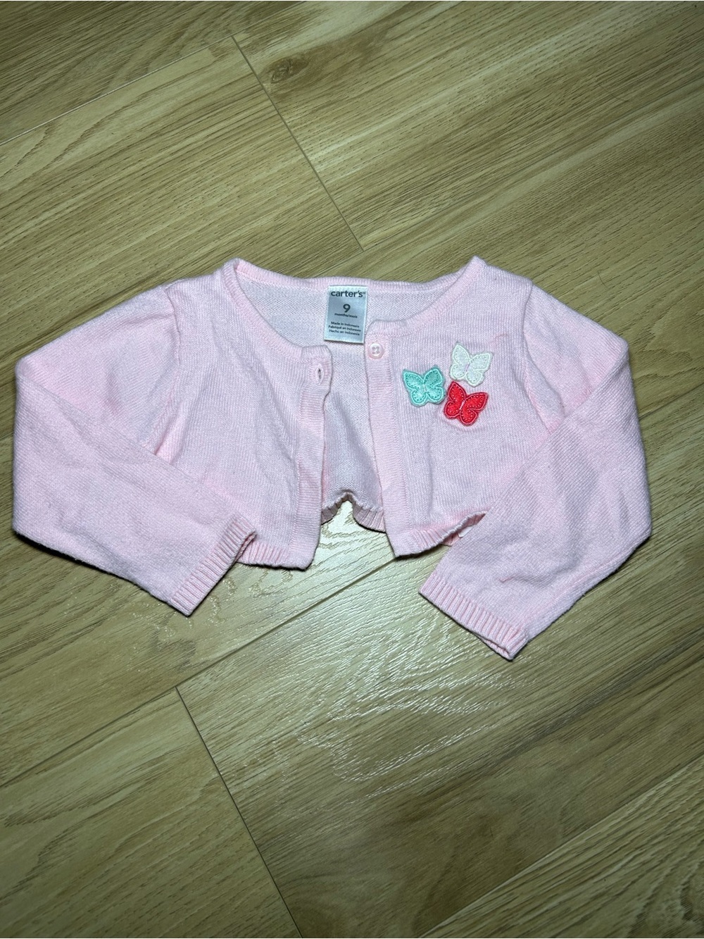 Carter's Light Pink Knit Butterfly Crop Cardigan